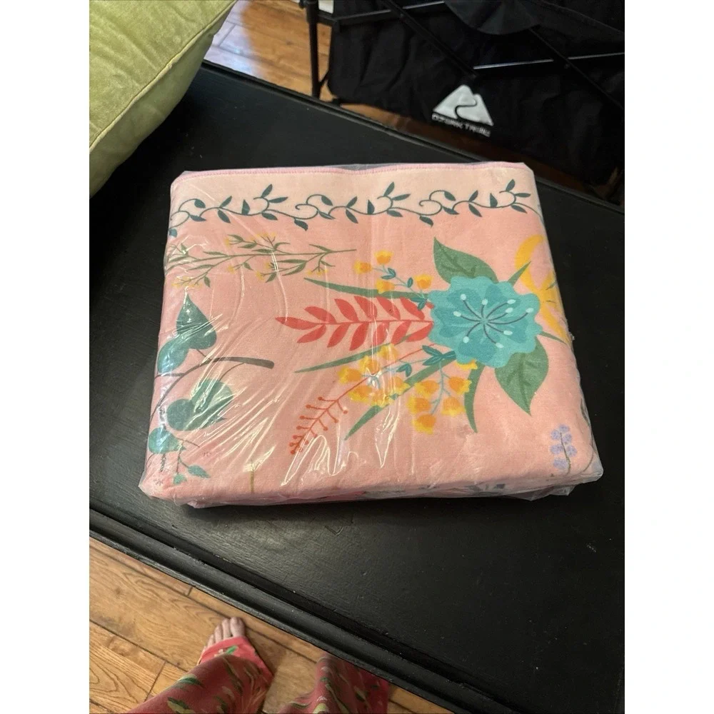 Pink Floral Washable Area Rug 4x6 Pink Rug Boho‎ Ultra-Thin Rugs NEW
